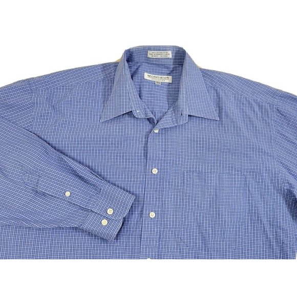 Monsieur by Givenchy Men's 16 1/2 - 32/33 Long Sleeve Button Dress Shirt Cotton - Picture 1 of 10